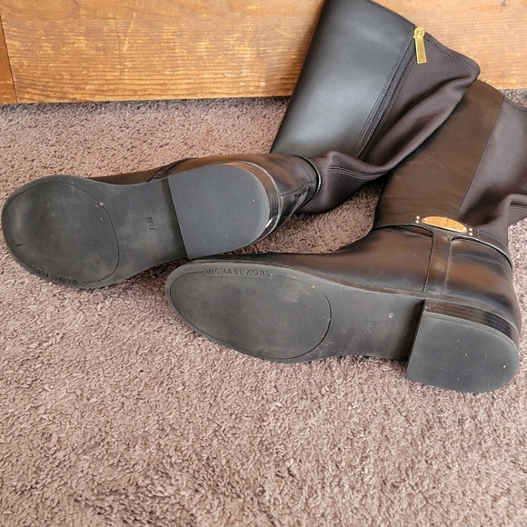 Michael Kors Black Finely Tall Leather Riding Heeled Boots 7 - Picture 13 of 16